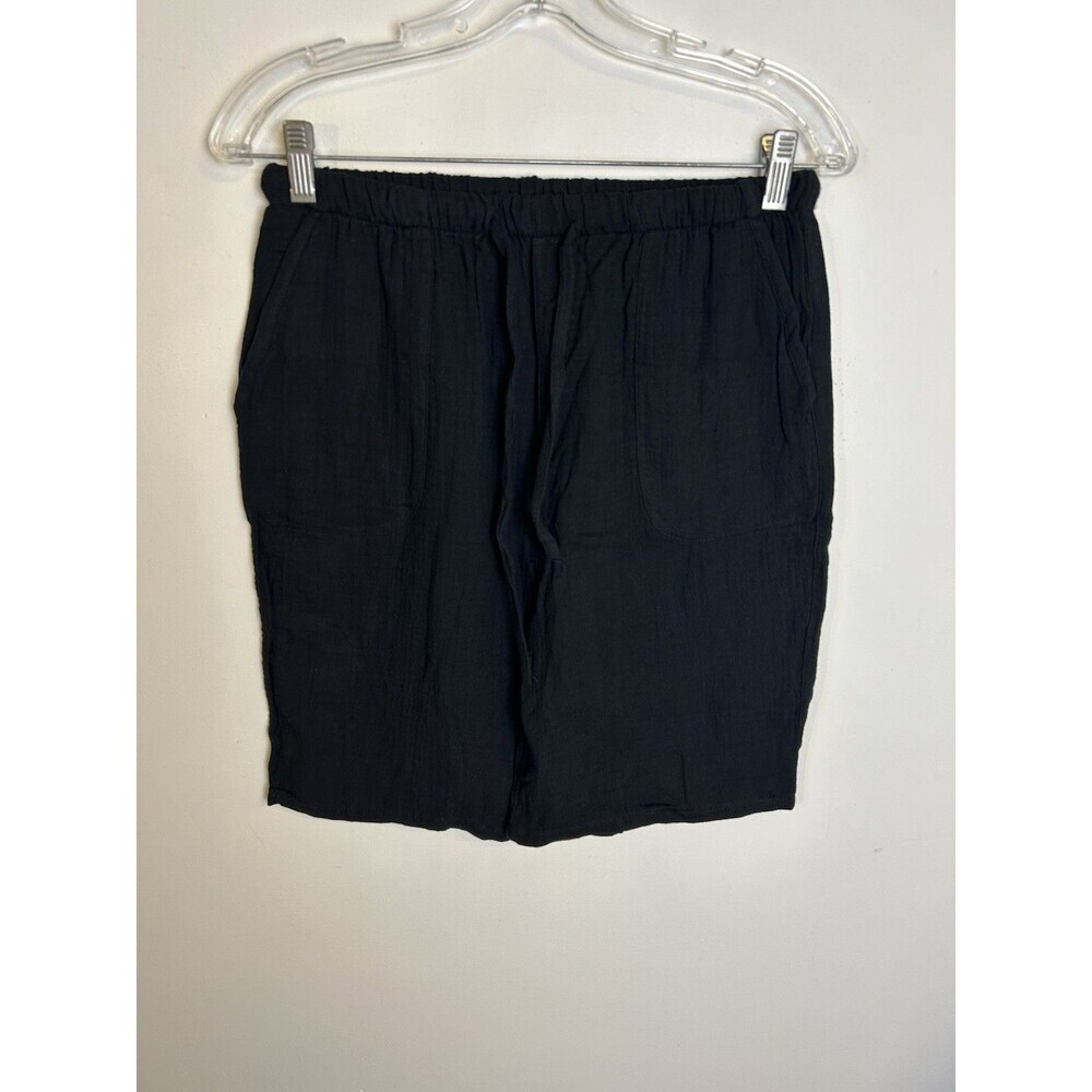 Muslim Comfort Gauze Shorts Women Black Drawstring Flat Front Size S Breathable